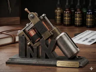 Tattoo Machine Business Card Holder