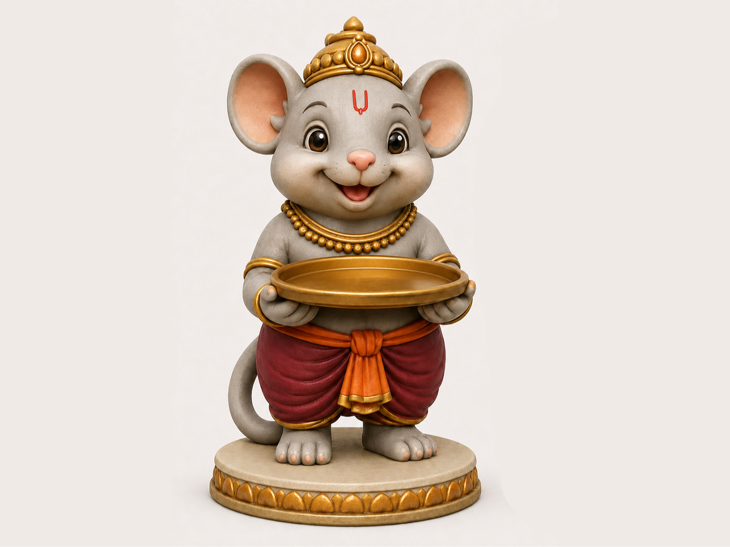 Cute Ganesha-Inspired Mouse Offering Figurine - 1