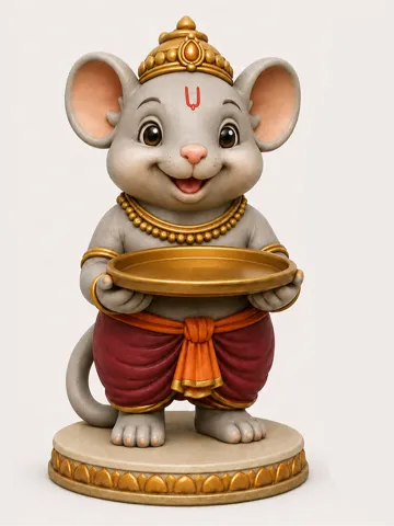Figura decorativa: Cute Ganesha-Inspired Mouse Offering Figurine — vista de referencia 2