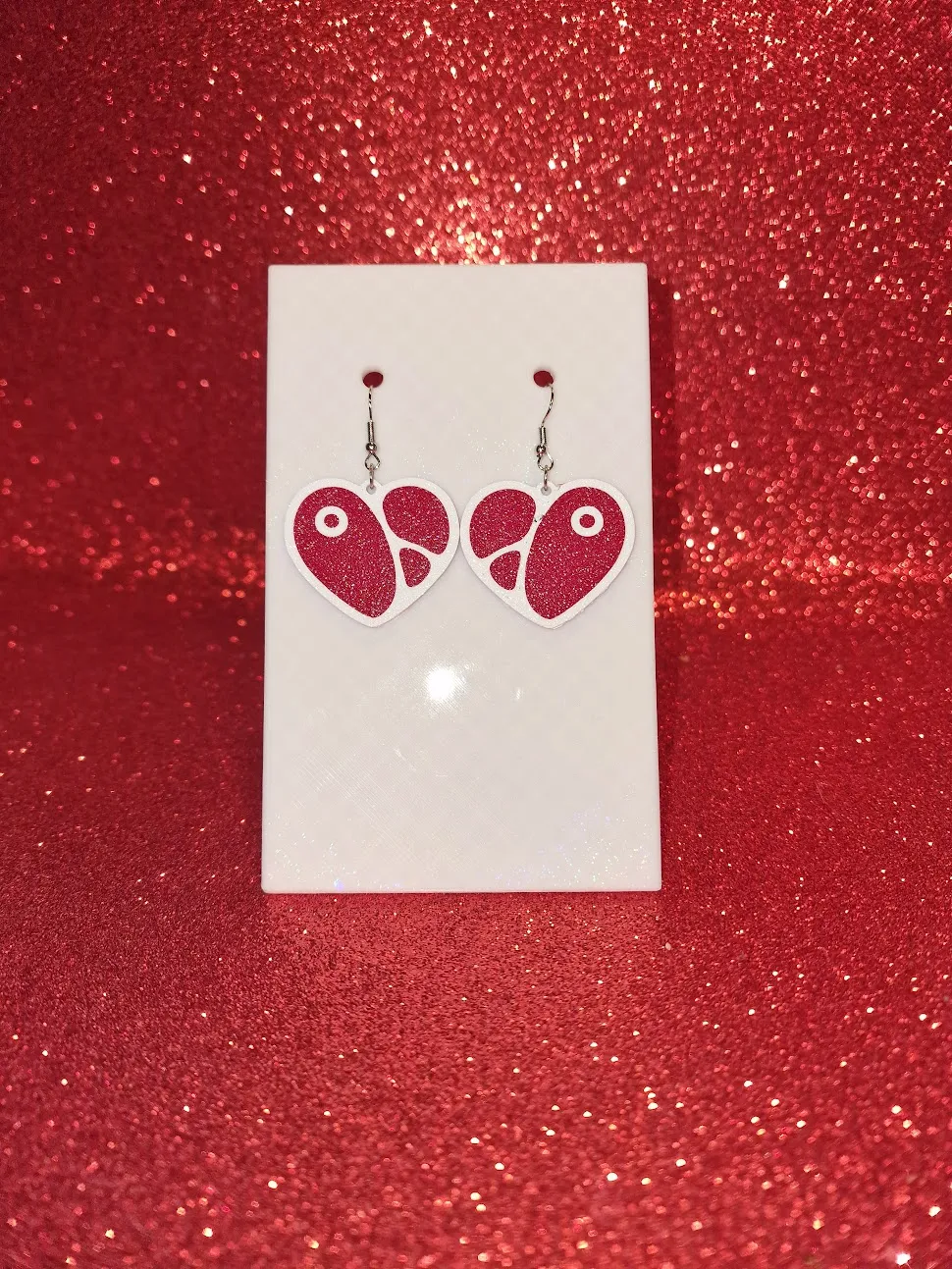 Heart steak earrings view 2
