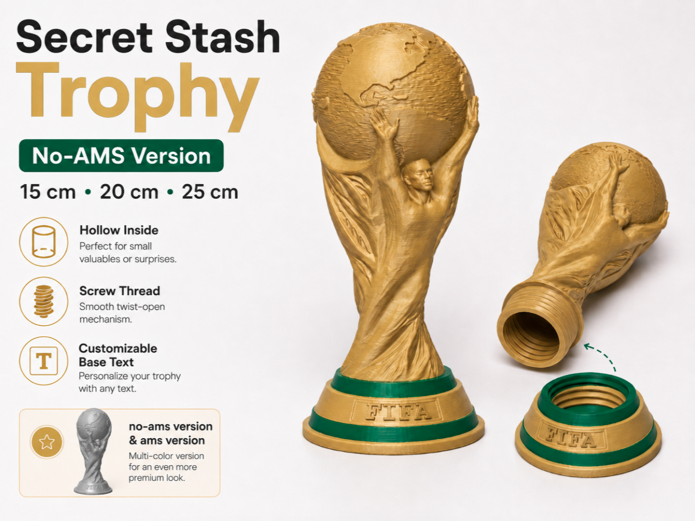 Secret Stash Trophy Hidden Compartment World Cup 