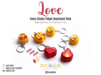 Emoji Love Clicker Fidget Toy Keychain 