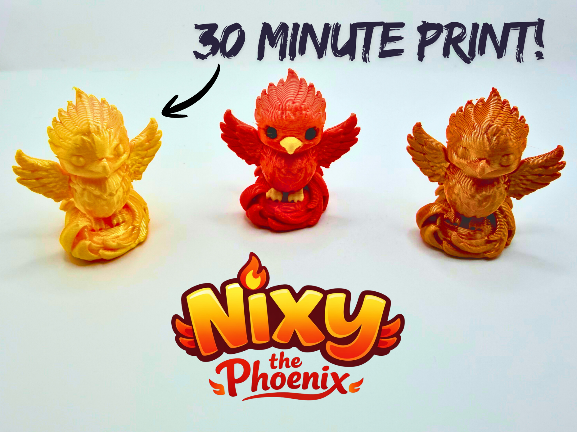 Nixy the Phoenix – Desk Buddy, Mini, and Keychain
