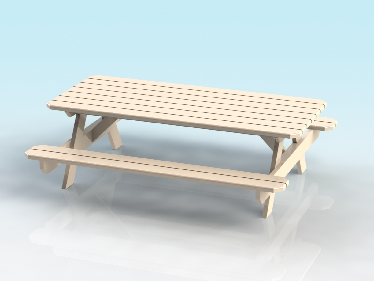 1:32 Klassische Picknickbank (Rustikales Design)