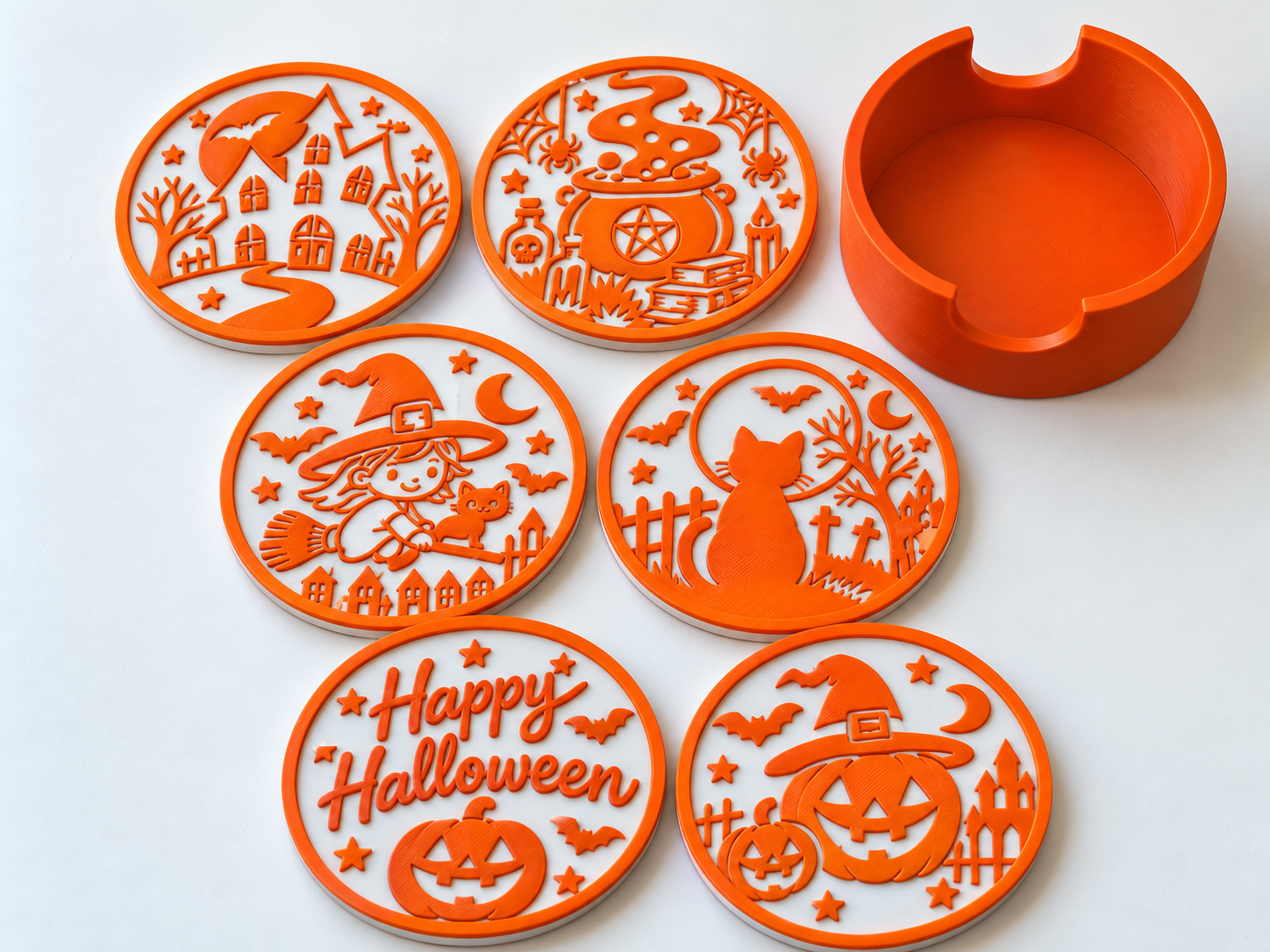 Halloween Coaster Set + Storage Holder - 1