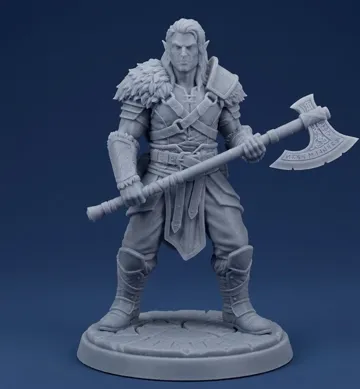 Figura decorativa: The Runic Sentinel: Half-Elf Barbarian — vista de referencia 3