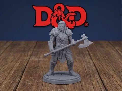 Figura decorativa: The Runic Sentinel: Half-Elf Barbarian — referencia de MakerWorld