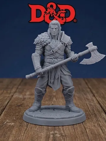 Figura decorativa: The Runic Sentinel: Half-Elf Barbarian — vista de referencia 2