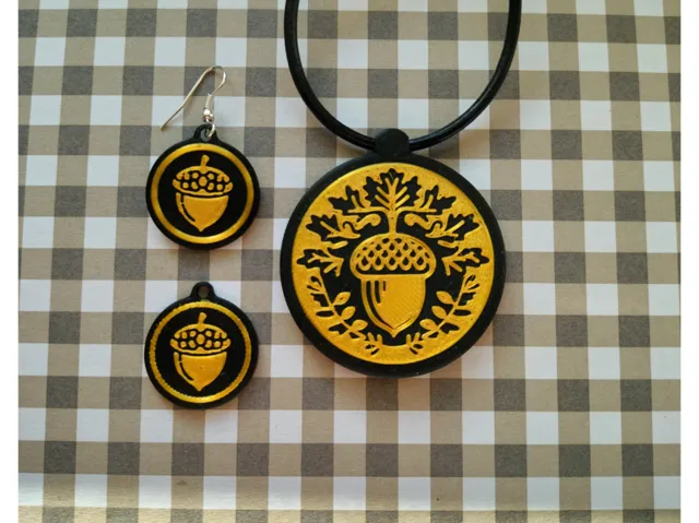pendant and earrings acorns - "Forest Whispers"
