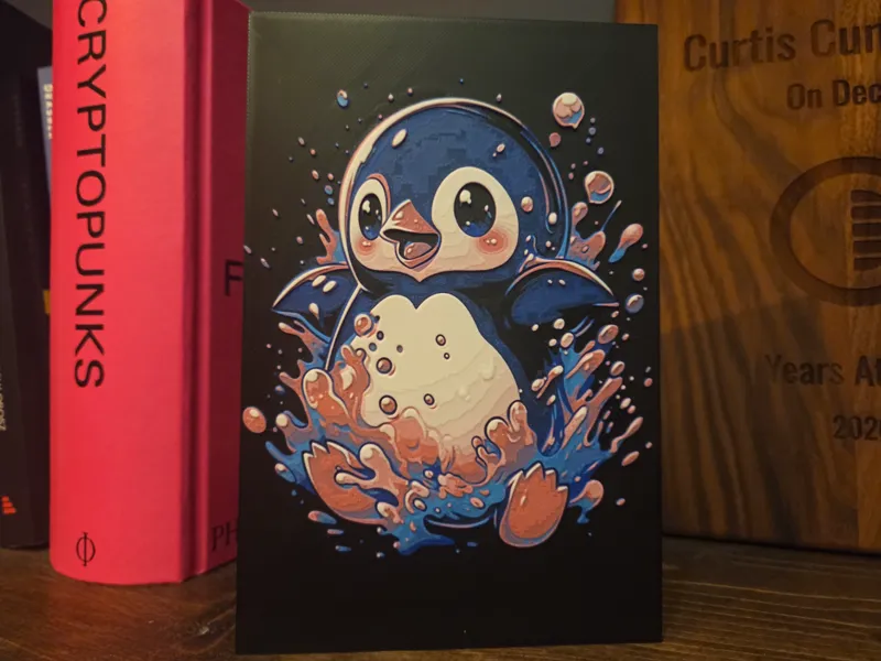 Happy Penguin Splashing hueforge