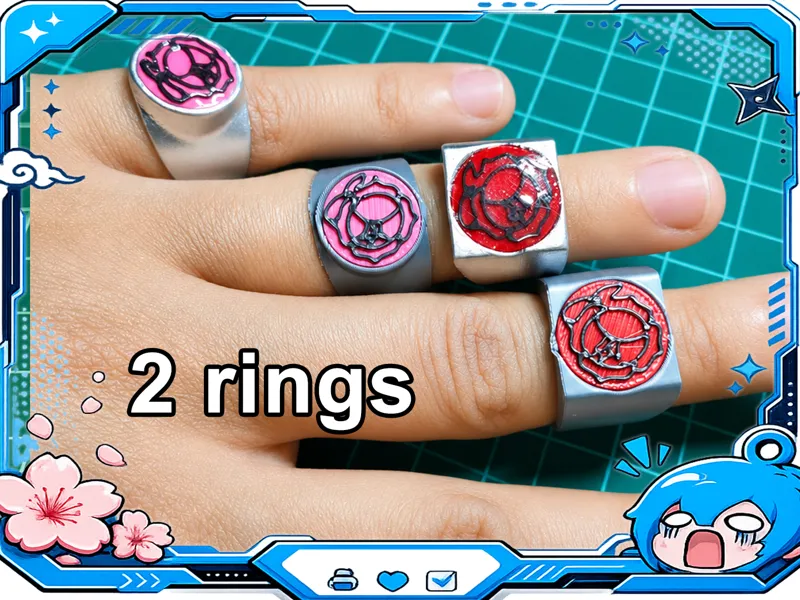 Anillo sello rosa negra inspirado en utena
