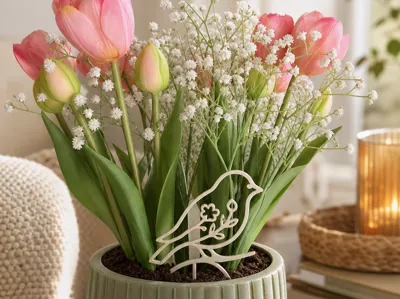 Bird Decoration in Flower Pot - Plant Stake