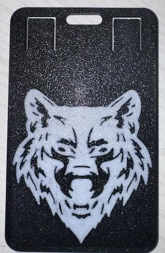 wolf face badge holder