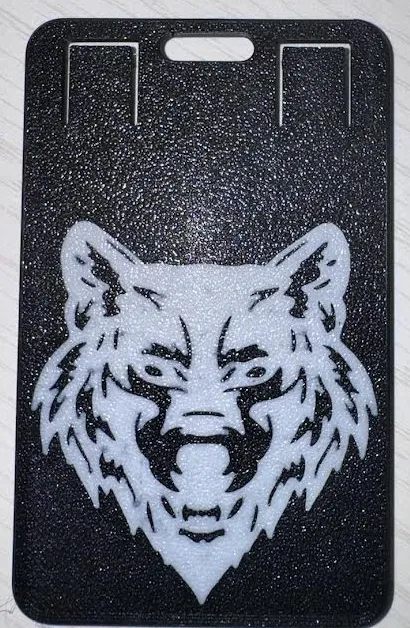 wolf face badge holder