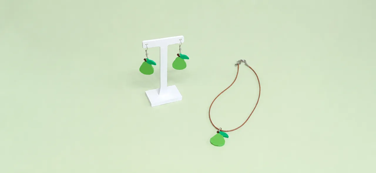 Cute Pear Charm - Earrings, Keychain & Necklace view 4