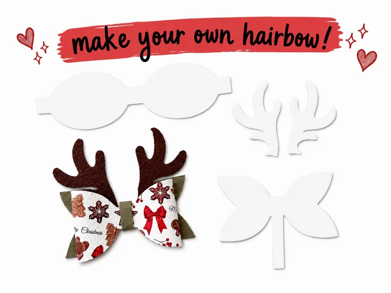 Christmas Reindeer Hair Bow template 