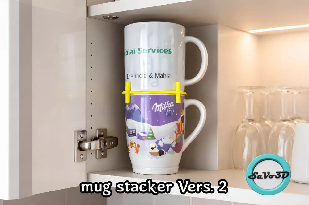 Stackable Mug Projects mug stacker vers. 2 - Free 3D Print Model - MakerWorld