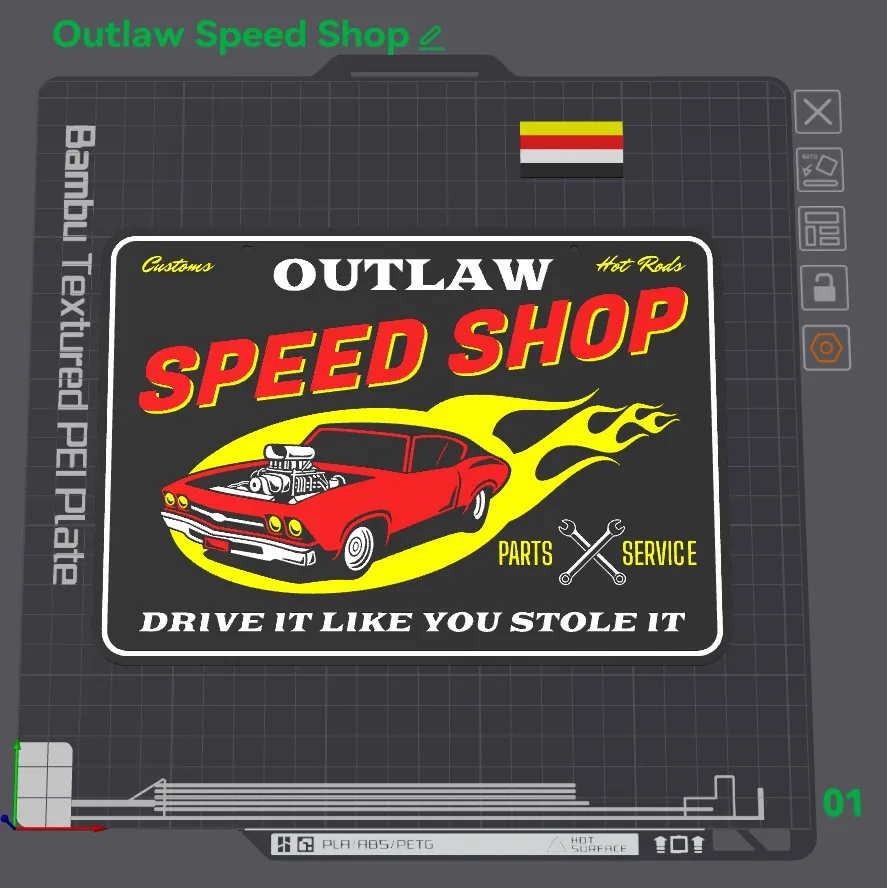 Outlaw Speed Shop Sign by Wizard7741 - MakerWorld