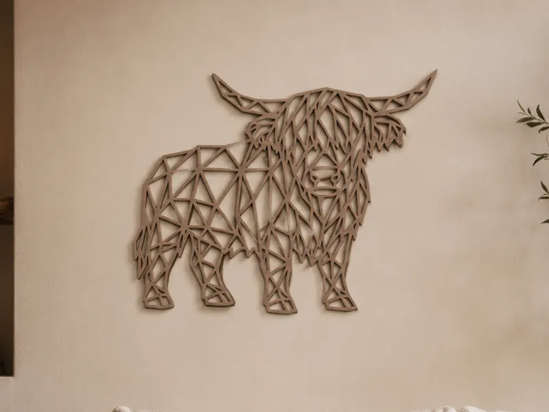Geometric Highland Cow Wall Art
