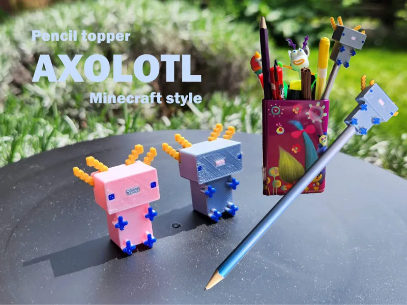 Axolotl pencil topper