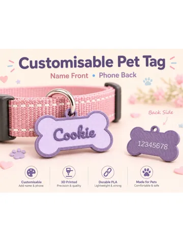 Llavero: Customizable Parametric Name Keychain Pet tag Dog — vista de referencia 2