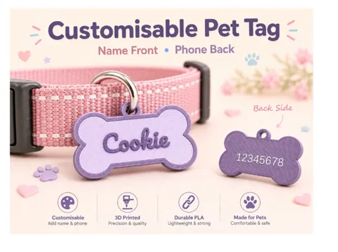 Llavero: Customizable Parametric Name Keychain Pet tag Dog — referencia de MakerWorld