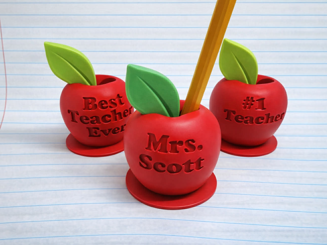 Best #1 Teacher Gift Apple Pencil Holder