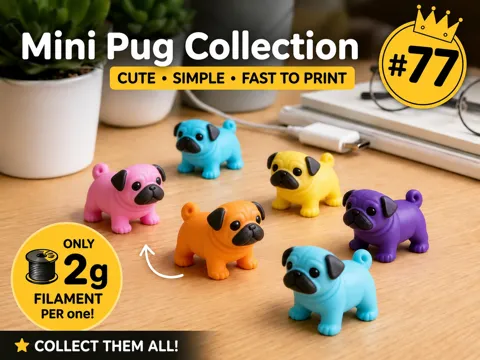 Objeto manipulable: Mini Pug Fidget - Micro Zoo — referencia de MakerWorld