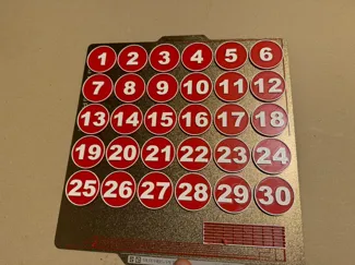 Tokens with numbers 1 - 30