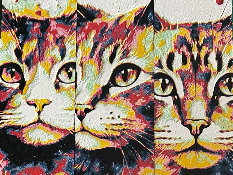 3 Hueforge multicoloured cat bookmarks