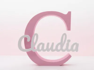 Decorative letter with baby name Claudia