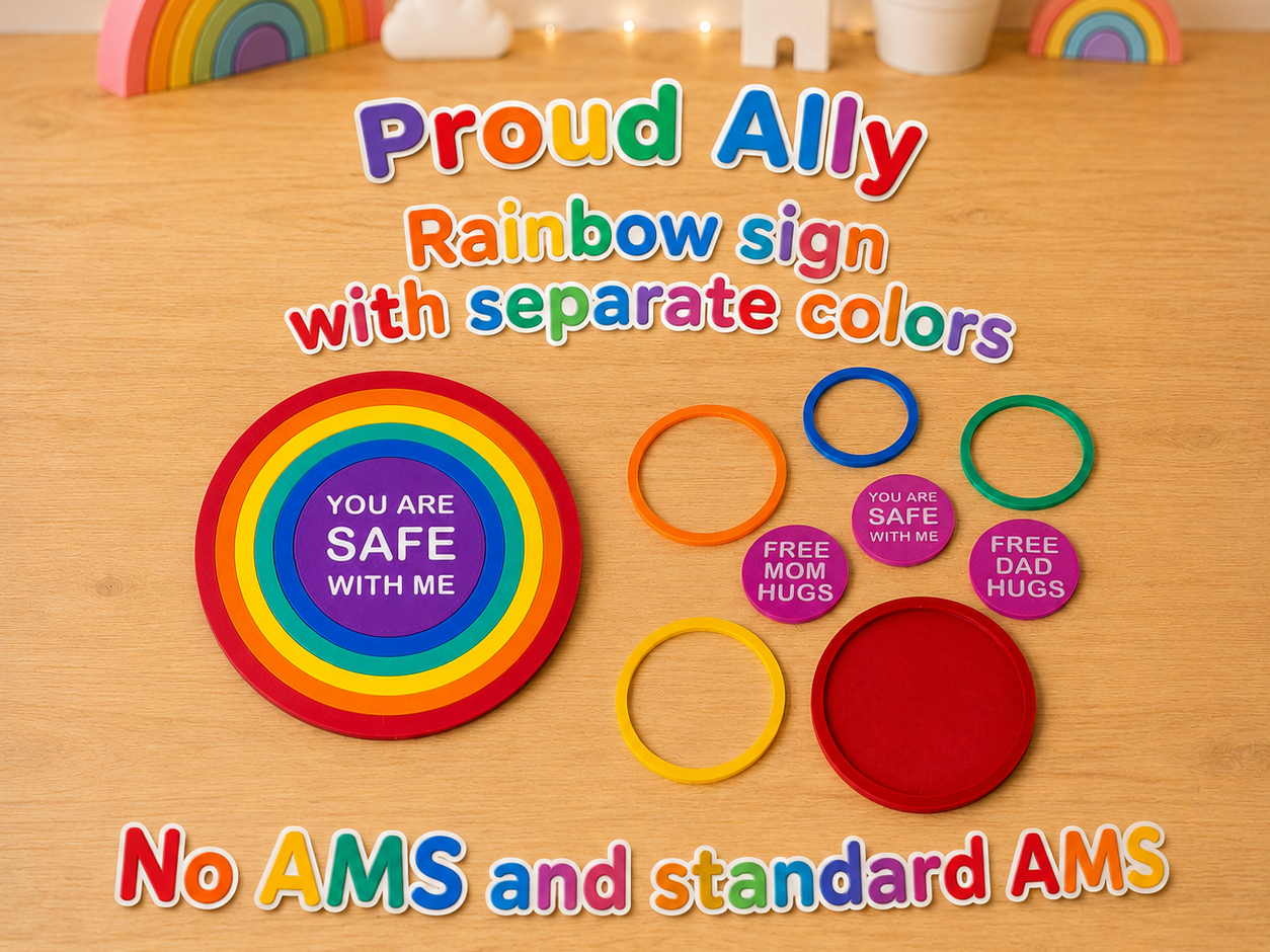 Rainbow Sign - Separate Parts - Proud Ally