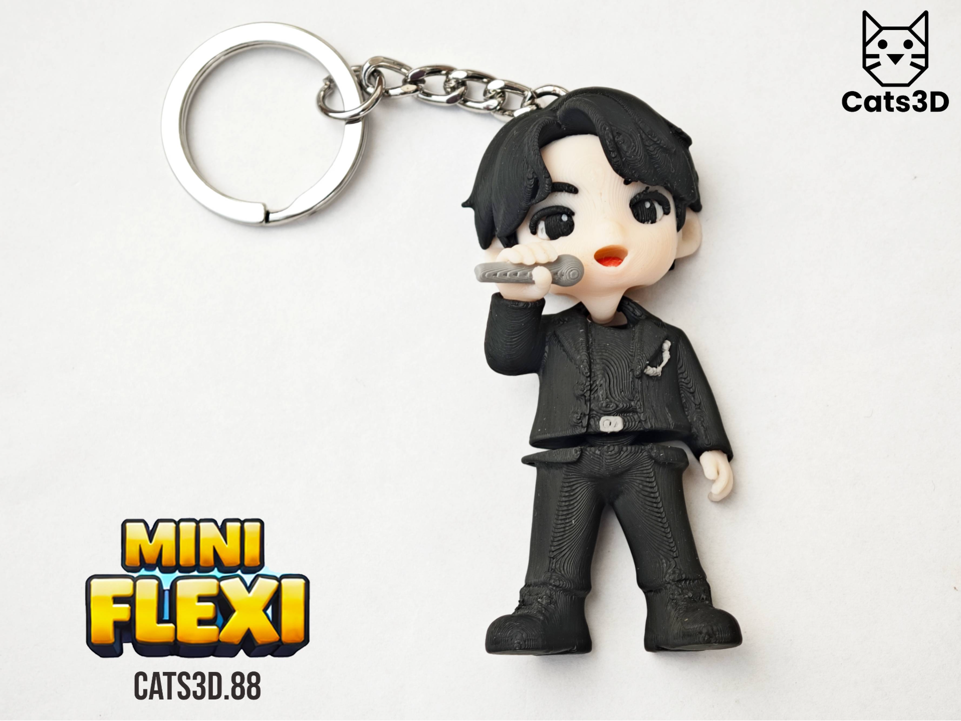 Mini Flexi K-Pop (BTS) Singer Keychain - Free 3D Print Model