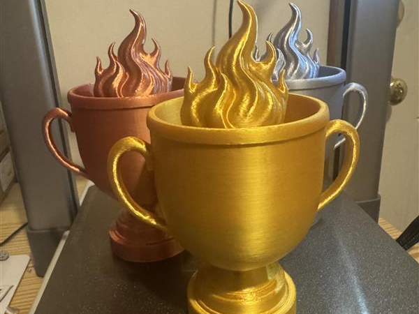 Trophy cup with flame