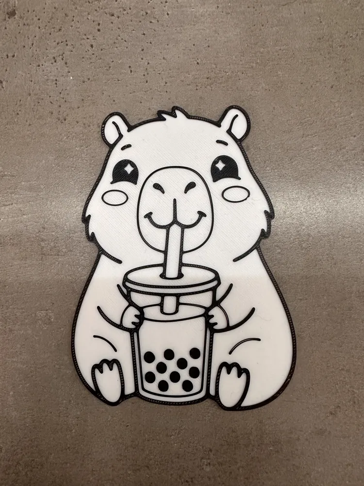 Cute Capybara Drinking Boba Tea - Coloring Page - Free 3D Print Model ...
