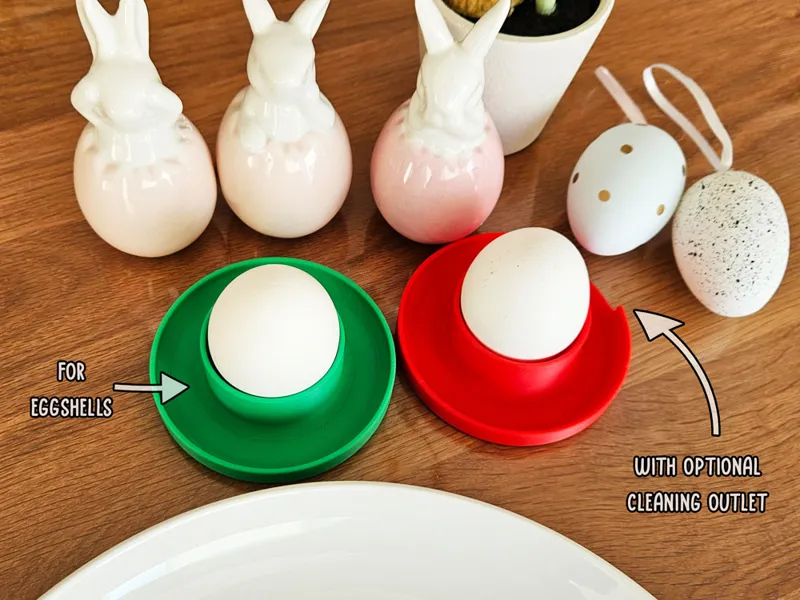 Eggcup egg holder with rim for eggshells