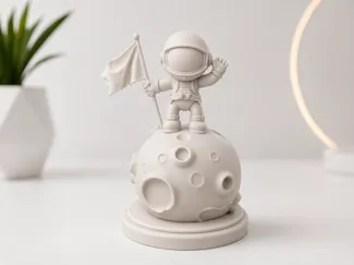 Astronaut on Moon Base – Decorative 3D Model
