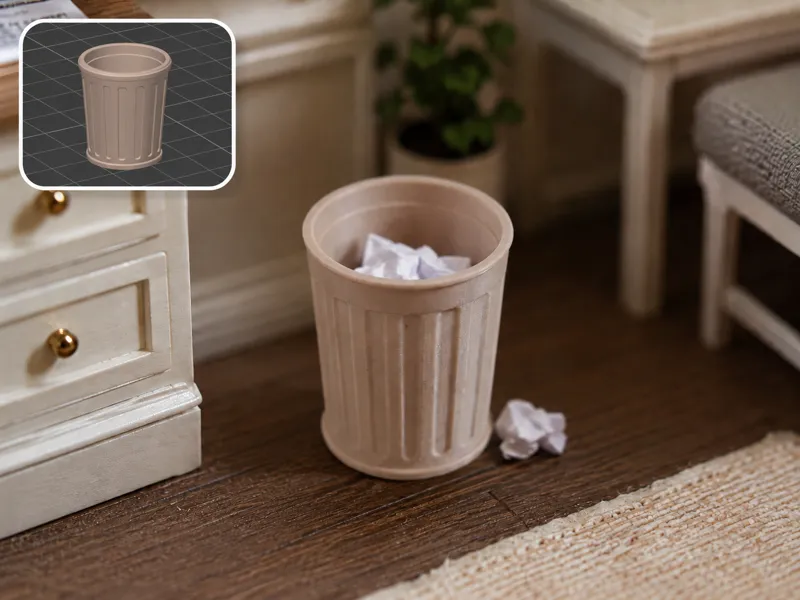 Dollhouse miniature model - trash can 1:12