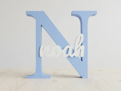 Letter with Name engraved in the base, parametric