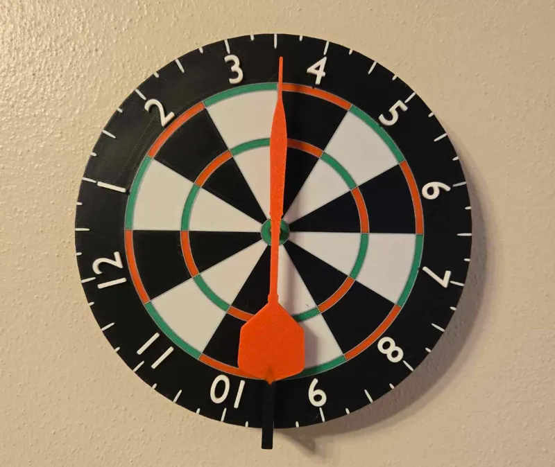 Dart board rotating face clock