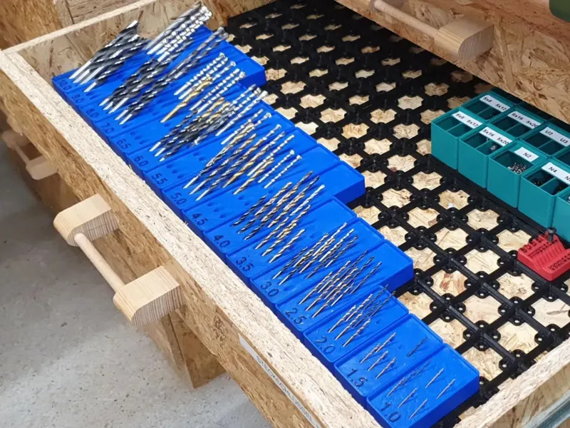 Gridfinity Drill Bit Holder, Low Profile 4 Drawers