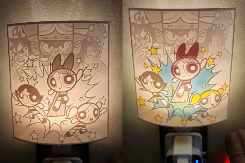 Powerpuff Girls Night Light, Optional color with sharpie