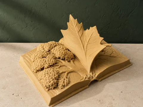Figura decorativa: Last Page of Summer – Autumn Book Sculpture — referencia de MakerWorld