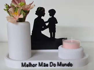 Base decorativa com vela perfumada