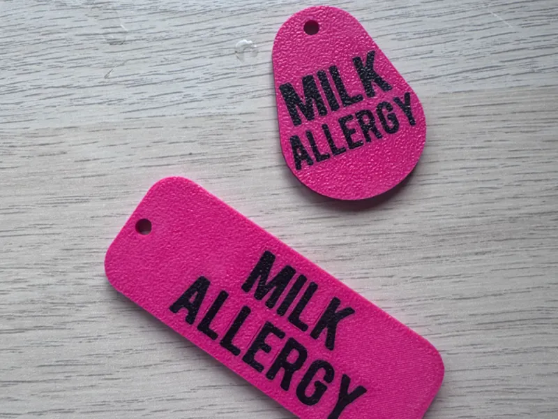 Milk allergy keychain tags