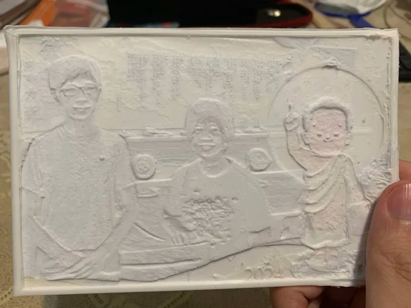 母子合照透光浮雕