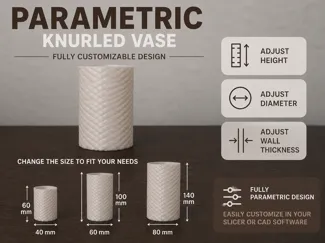 Parametric Knurled Vase | Customizable sizes