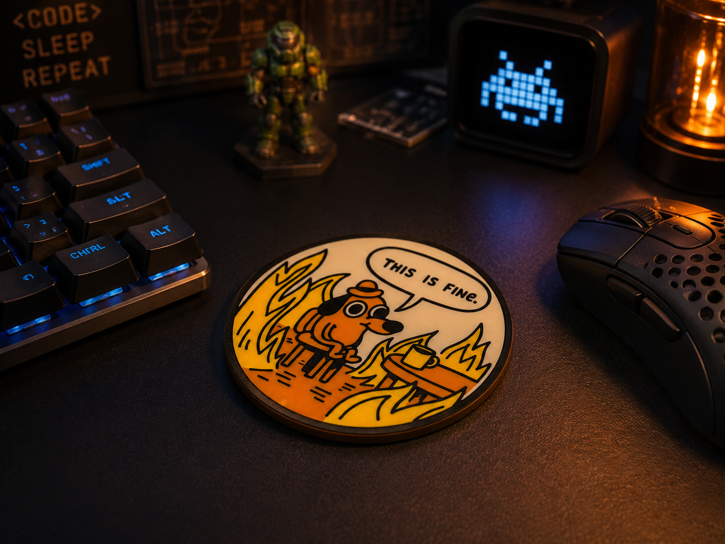 This Is Fine – Funny Meme Coaster