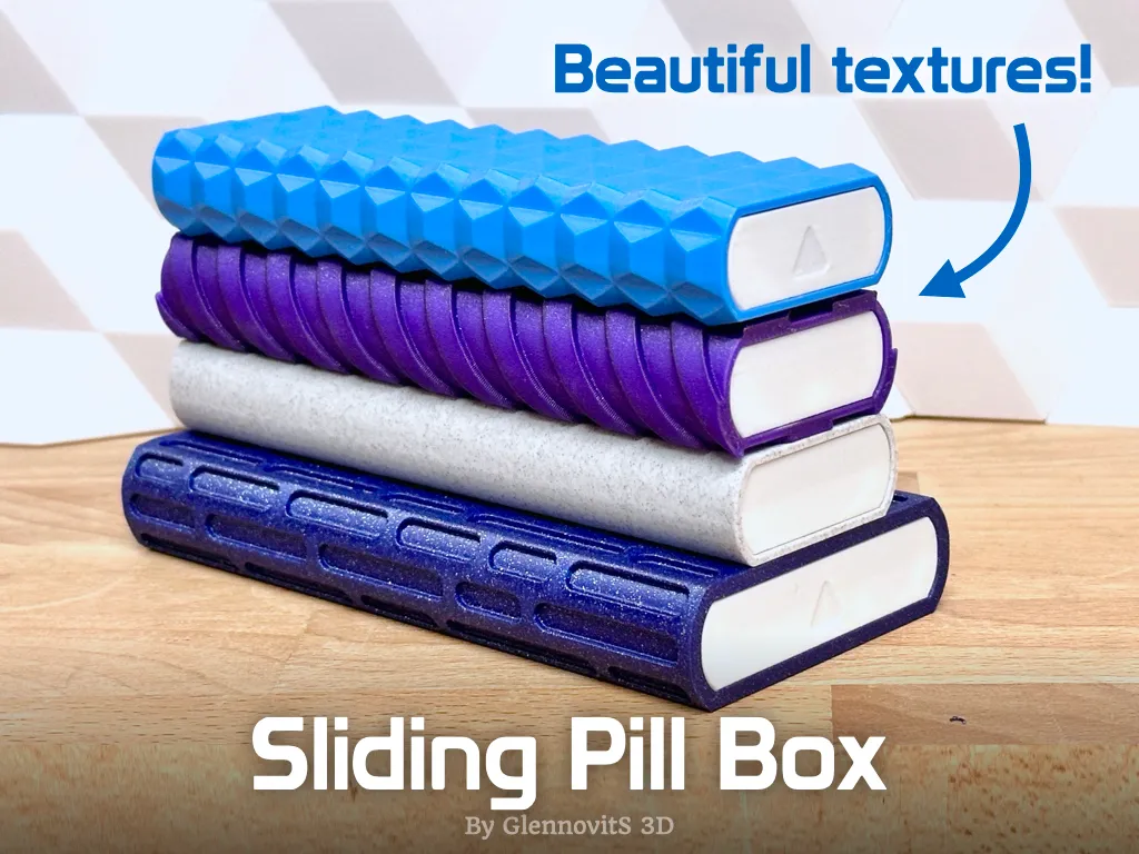 Sliding Pill Box (textured box weekly medication) view 4