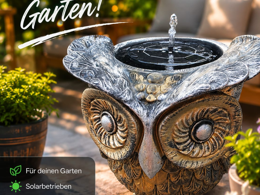 Eulen Pflanztopf Solar Brunnen